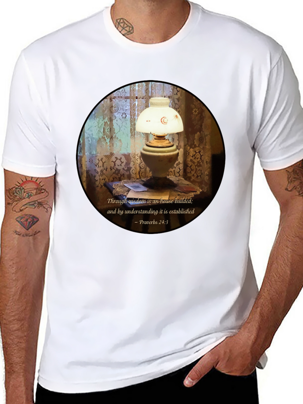 Wisdom Lamp T-Shirt - Proverbs 24:3 Bible Verse
