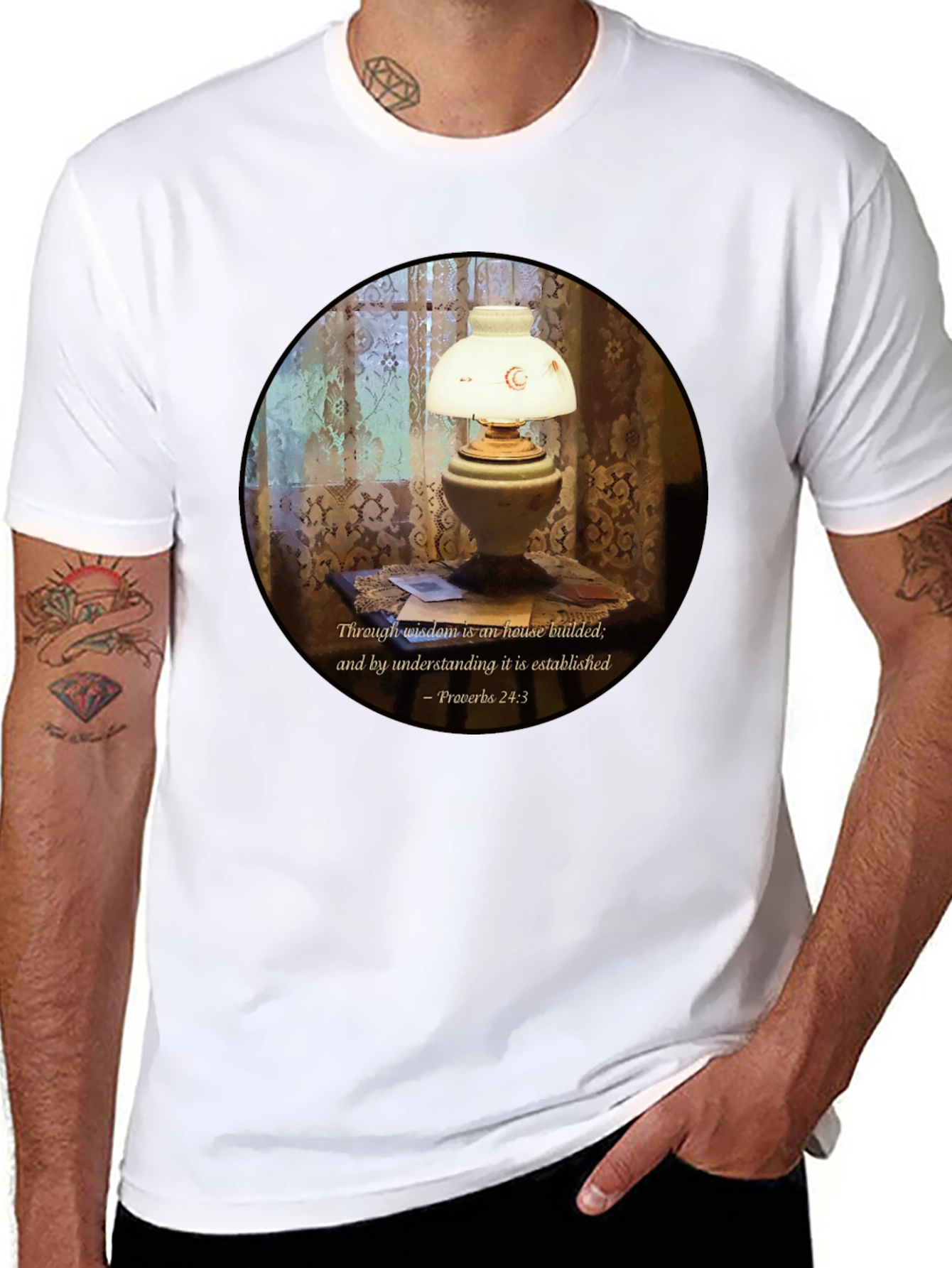 Wisdom Lamp T-Shirt - Proverbs 24:3 Bible Verse