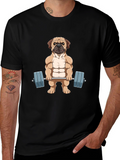 Muscle Dog Graphic Tee - Workout Pug T-Shirt