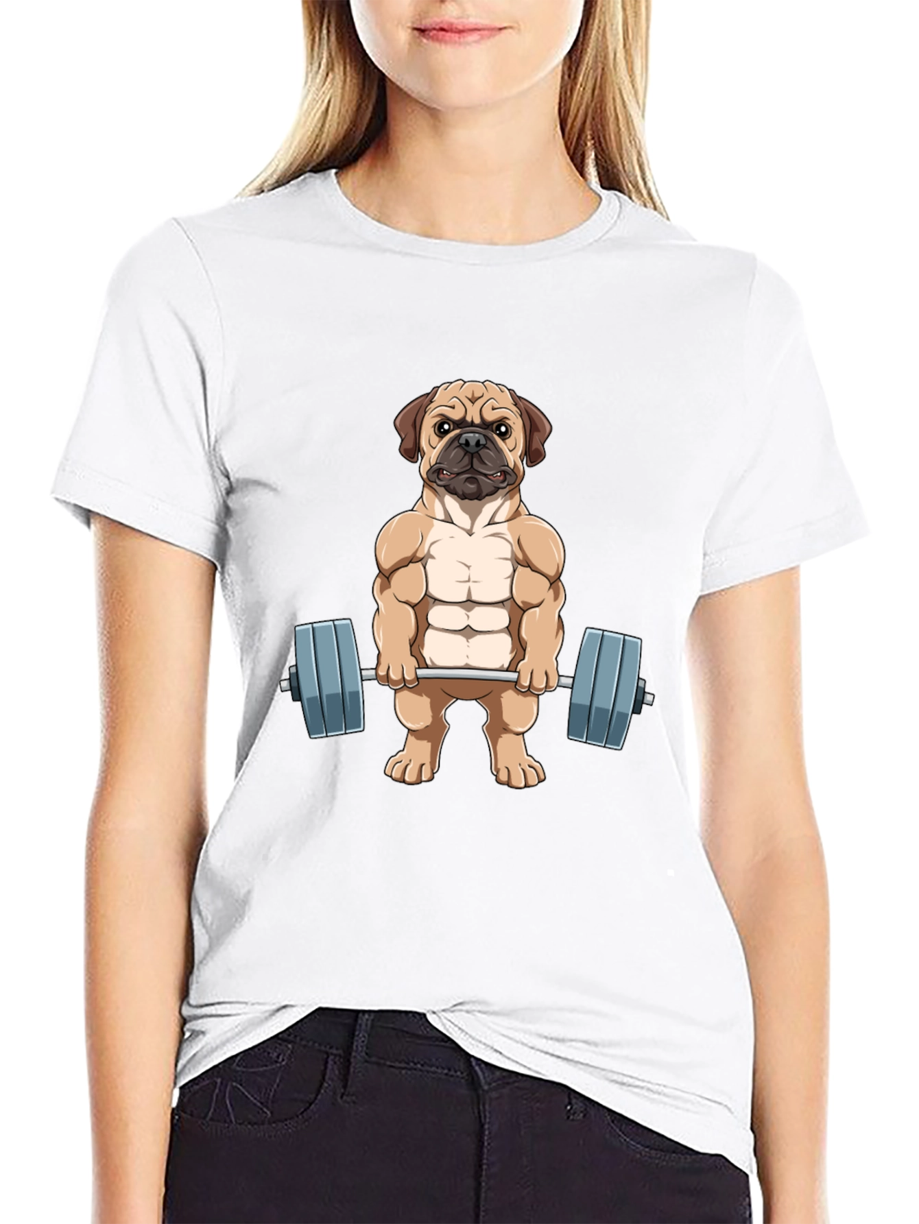 Muscle Dog Graphic Tee - Workout Pug T-Shirt