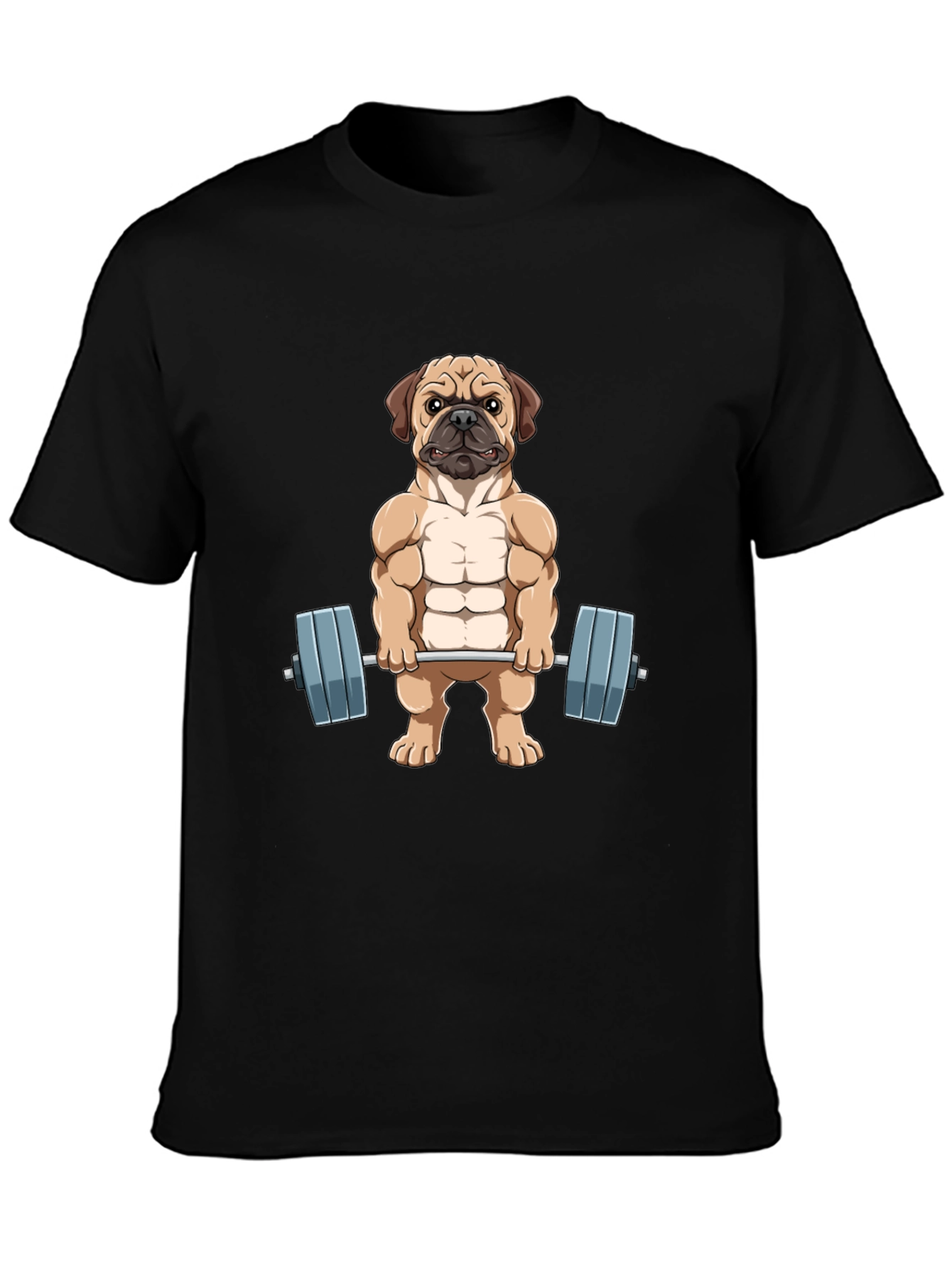 Muscle Dog Graphic Tee - Workout Pug T-Shirt