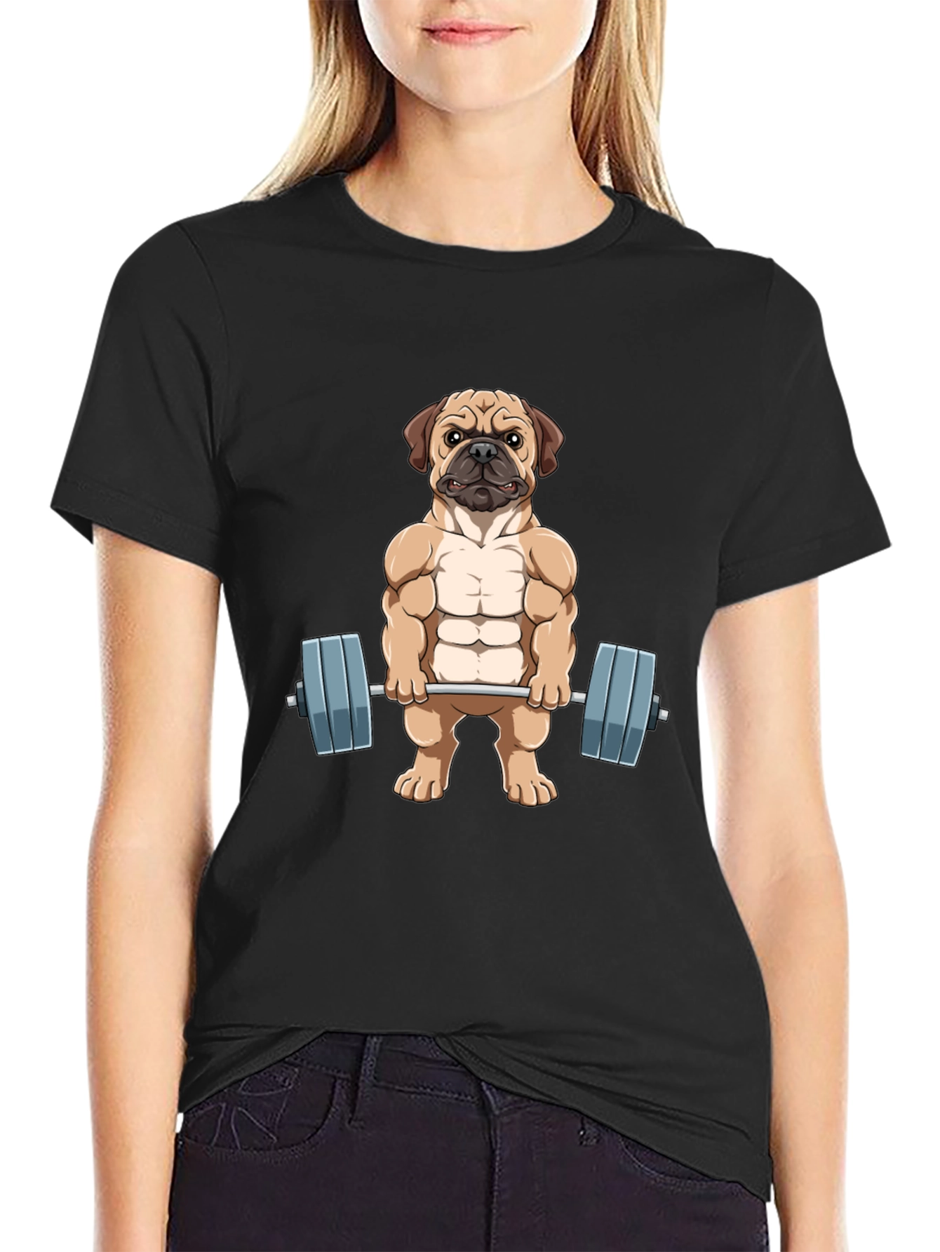 Muscle Dog Graphic Tee - Workout Pug T-Shirt