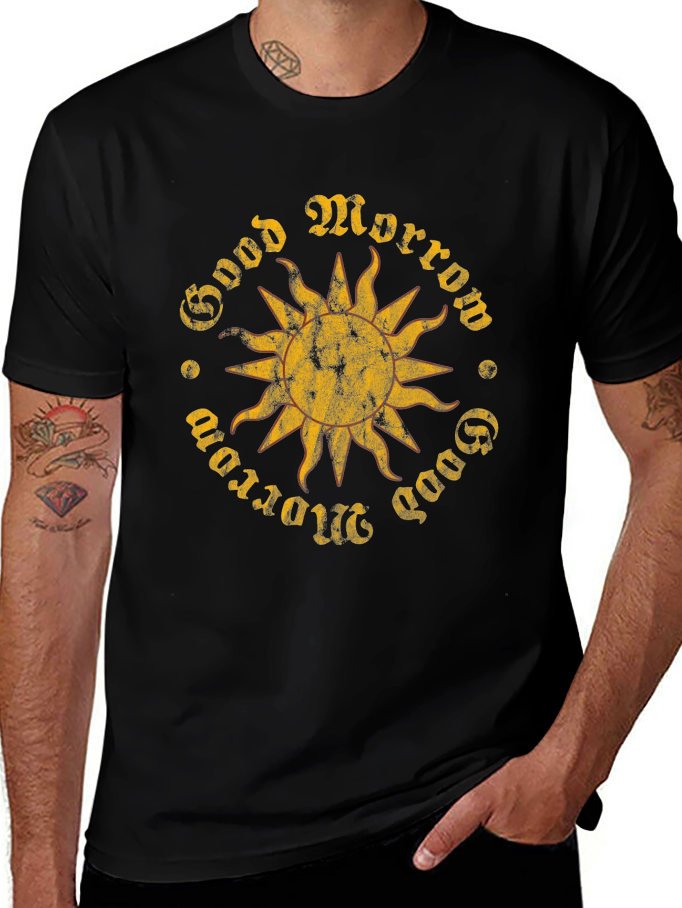 Good Morrow Sun Graphic Black T-Shirt