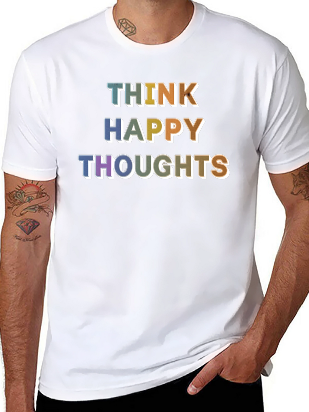 Think Happy Thoughts Graphic T-Shirt - Positive Vibes!