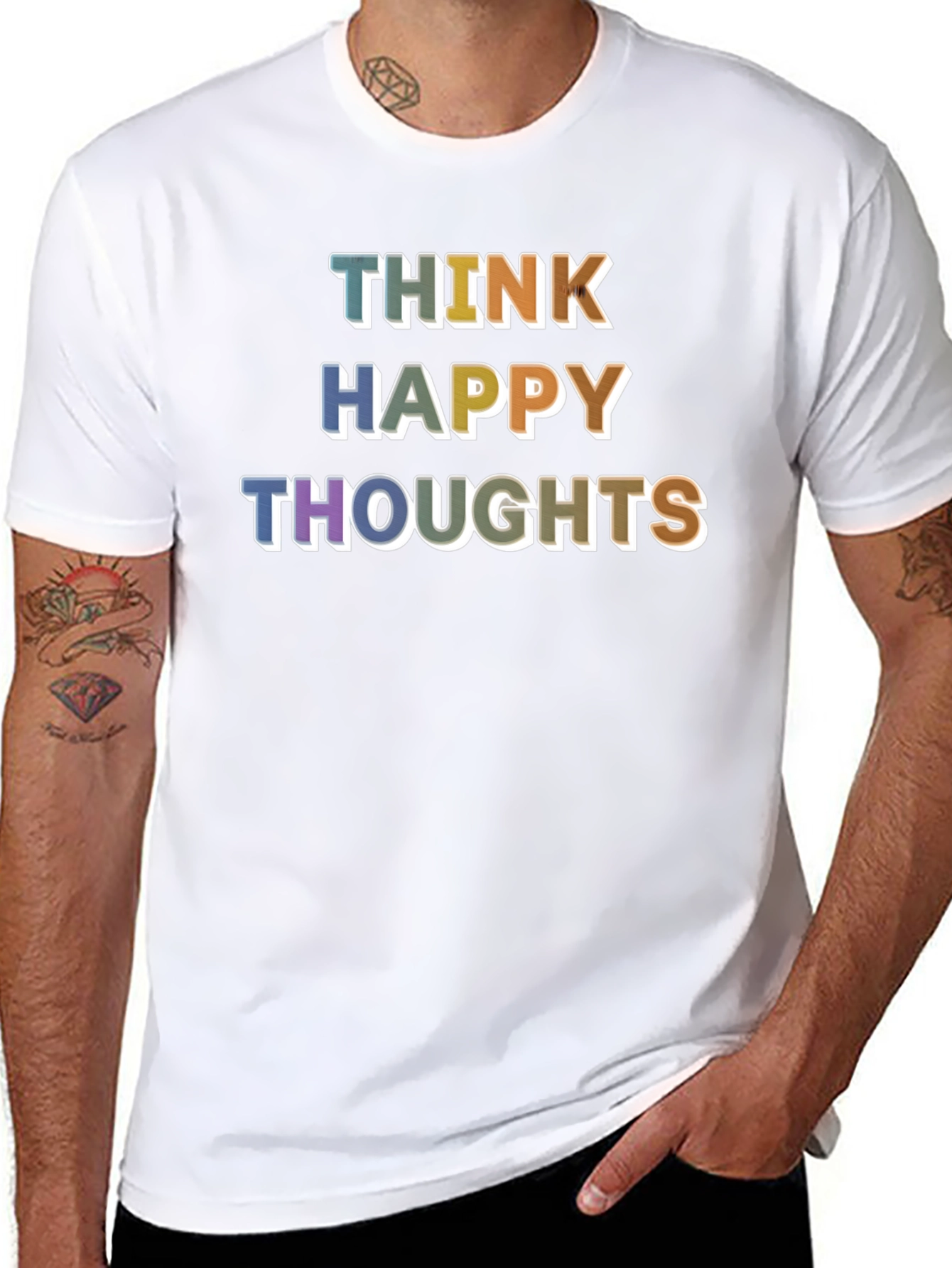 Think Happy Thoughts Graphic T-Shirt - Positive Vibes!