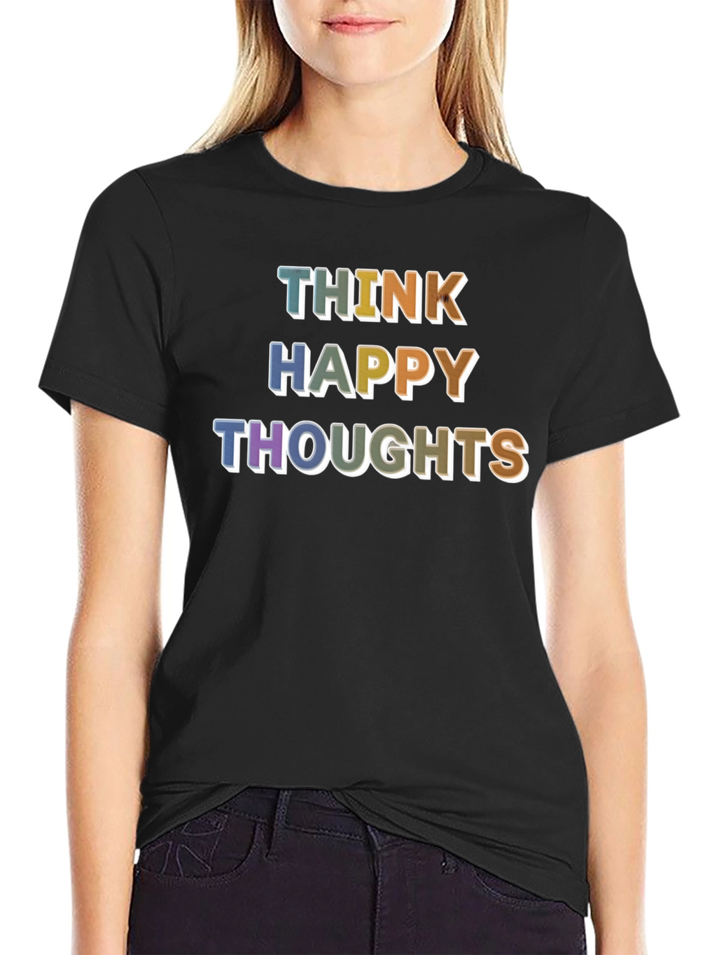 Think Happy Thoughts Graphic T-Shirt - Positive Vibes!