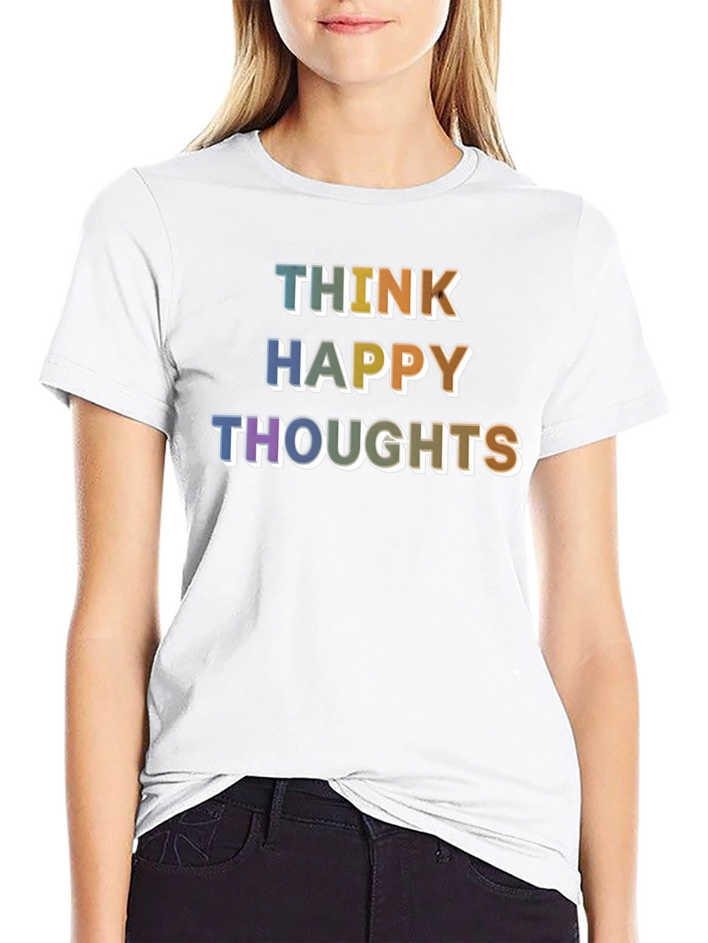 Think Happy Thoughts Graphic T-Shirt - Positive Vibes!