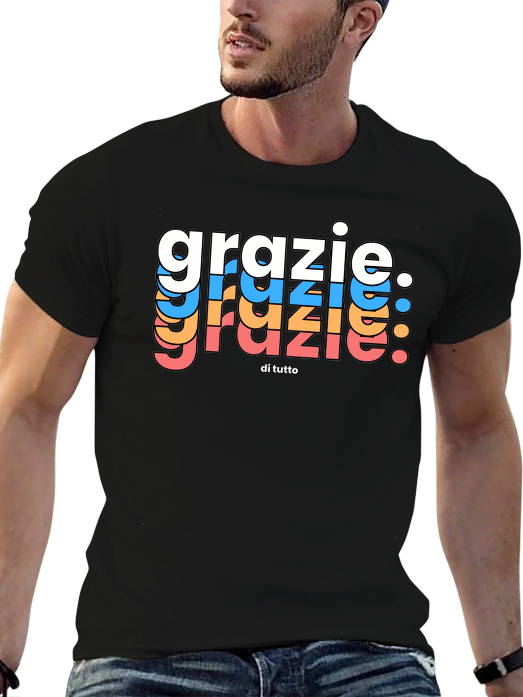 Grazie Di Tutto Graphic Tee - Black Cotton Blend