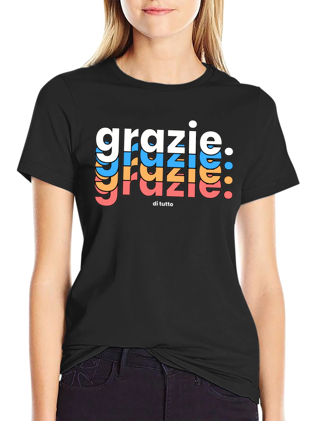 Grazie Di Tutto Graphic Tee - Black Cotton Blend