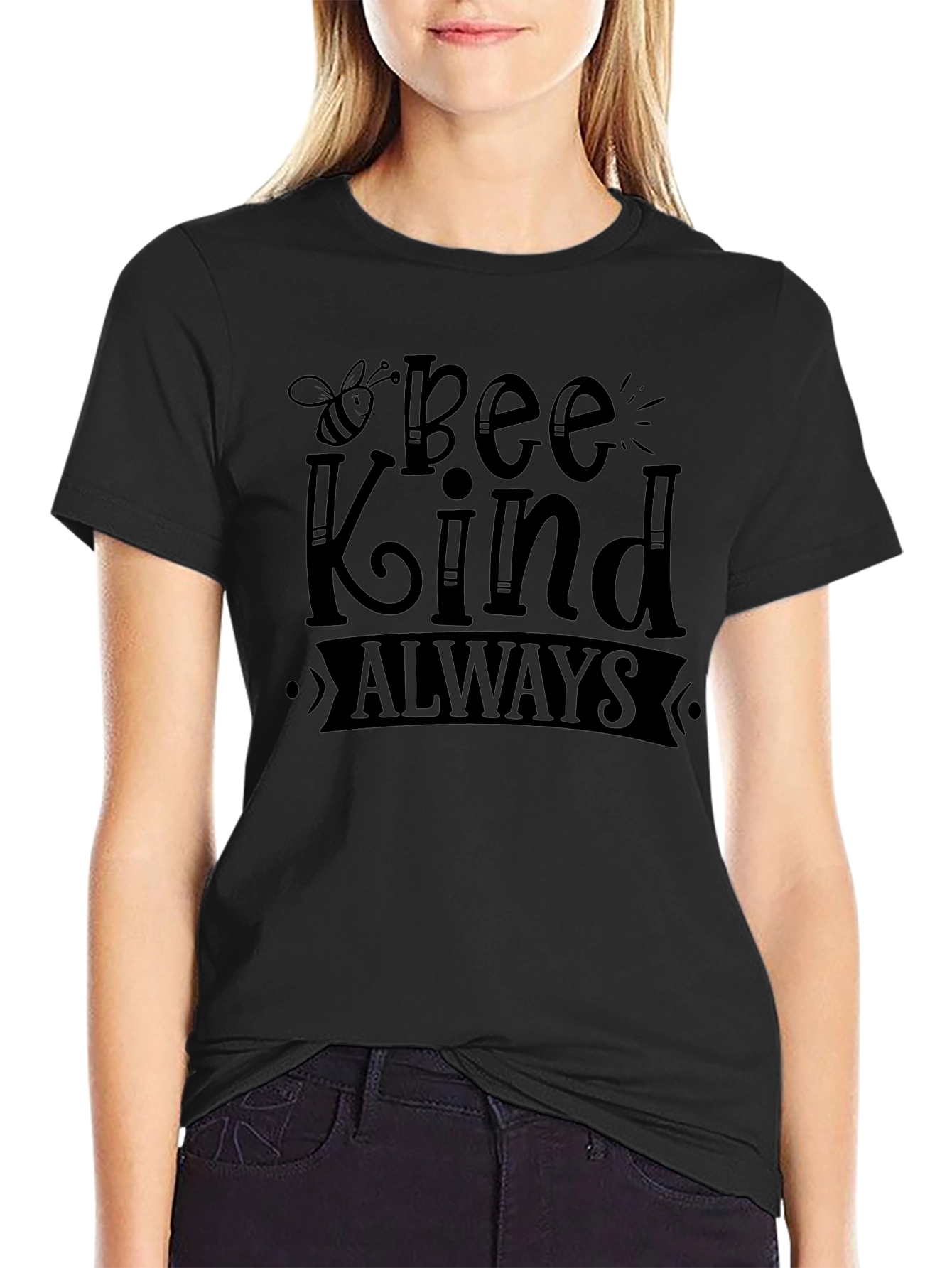 Bee Kind Always Black Graphic T-Shirt