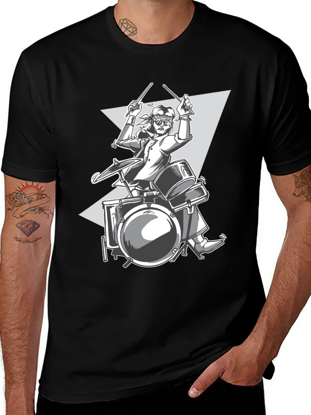 Drummer Graphic Tee - Rock and Roll Style