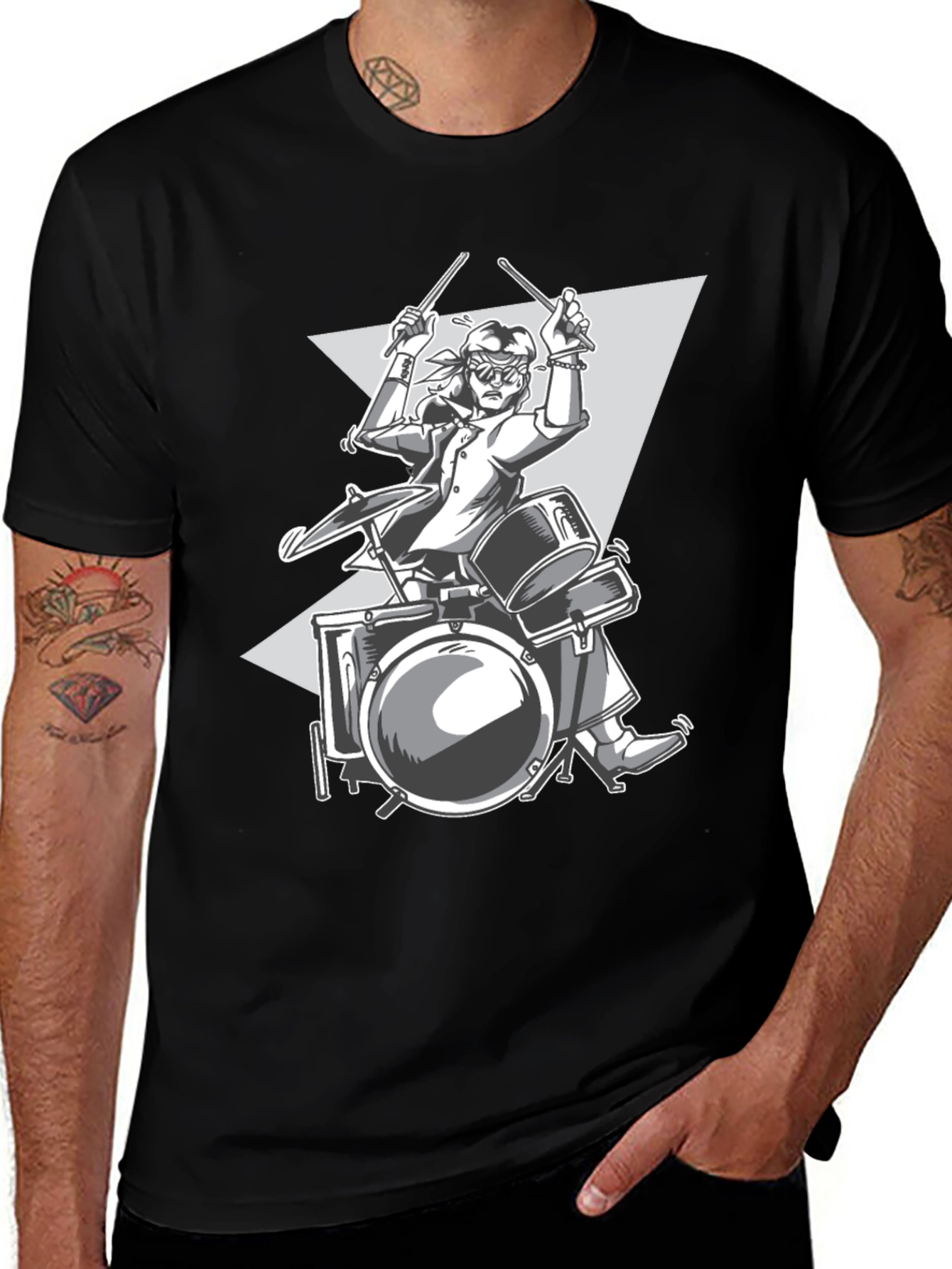 Drummer Graphic Tee - Rock and Roll Style