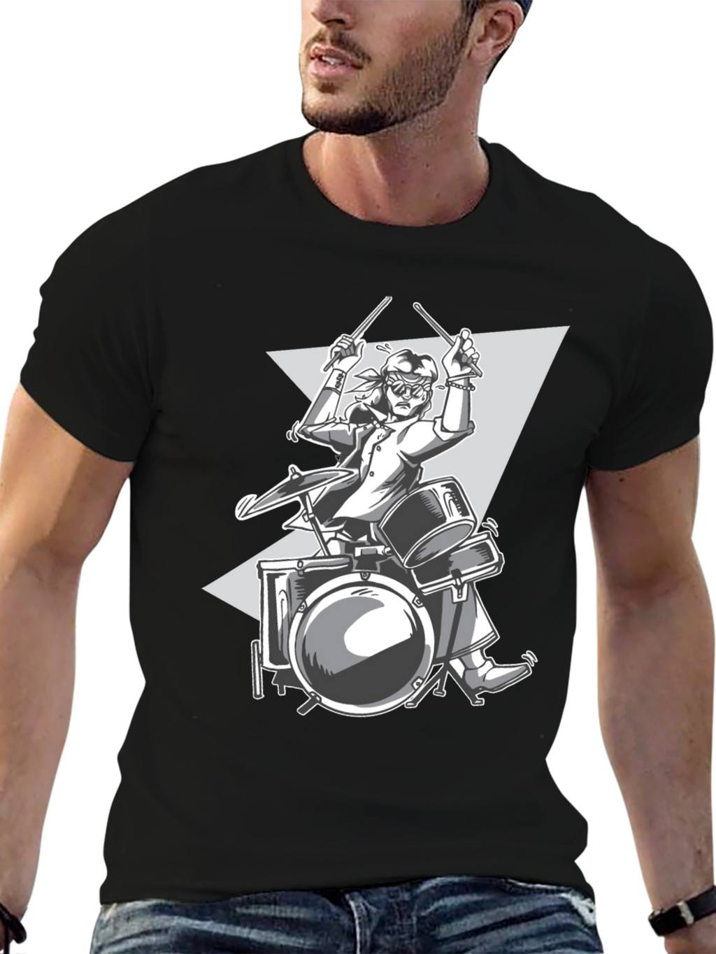 Drummer Graphic Tee - Rock and Roll Style