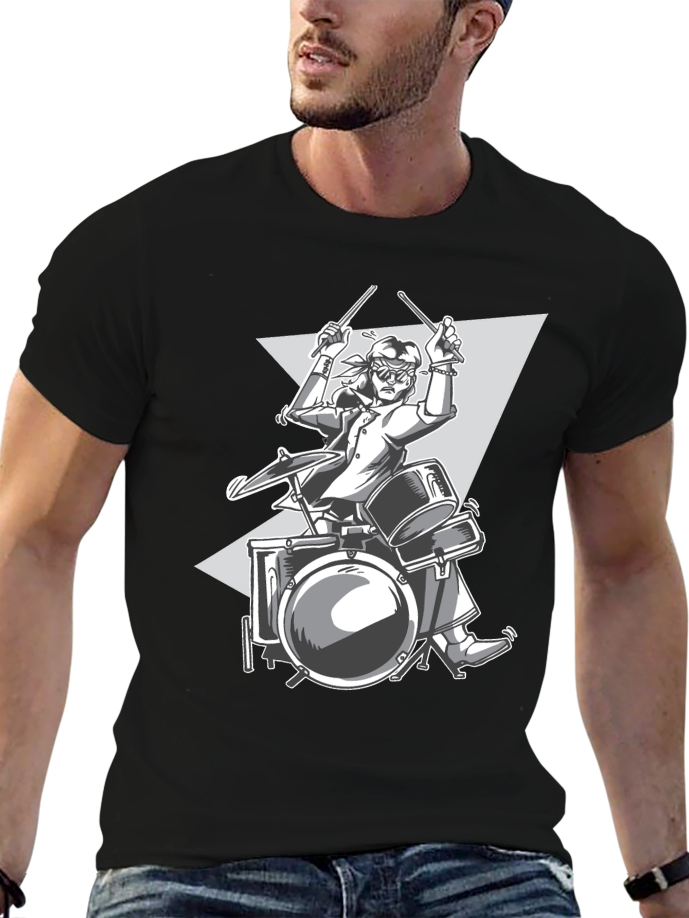 Drummer Graphic Tee - Rock and Roll Style