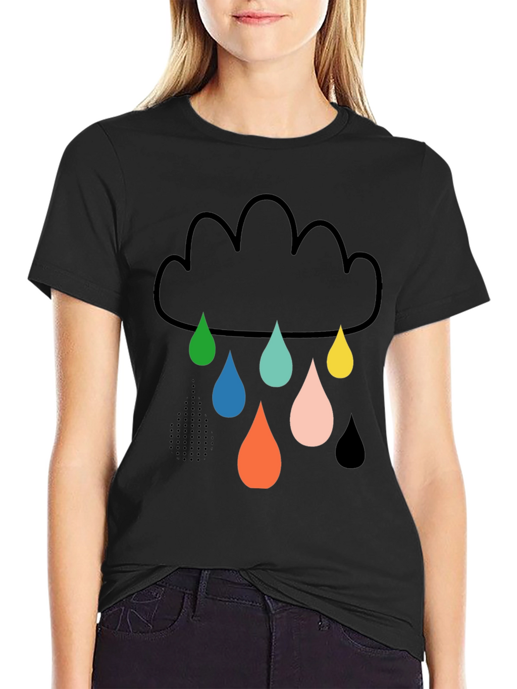 Fun Cloud Raindrop Graphic Tee - Soft Cotton T-Shirt
