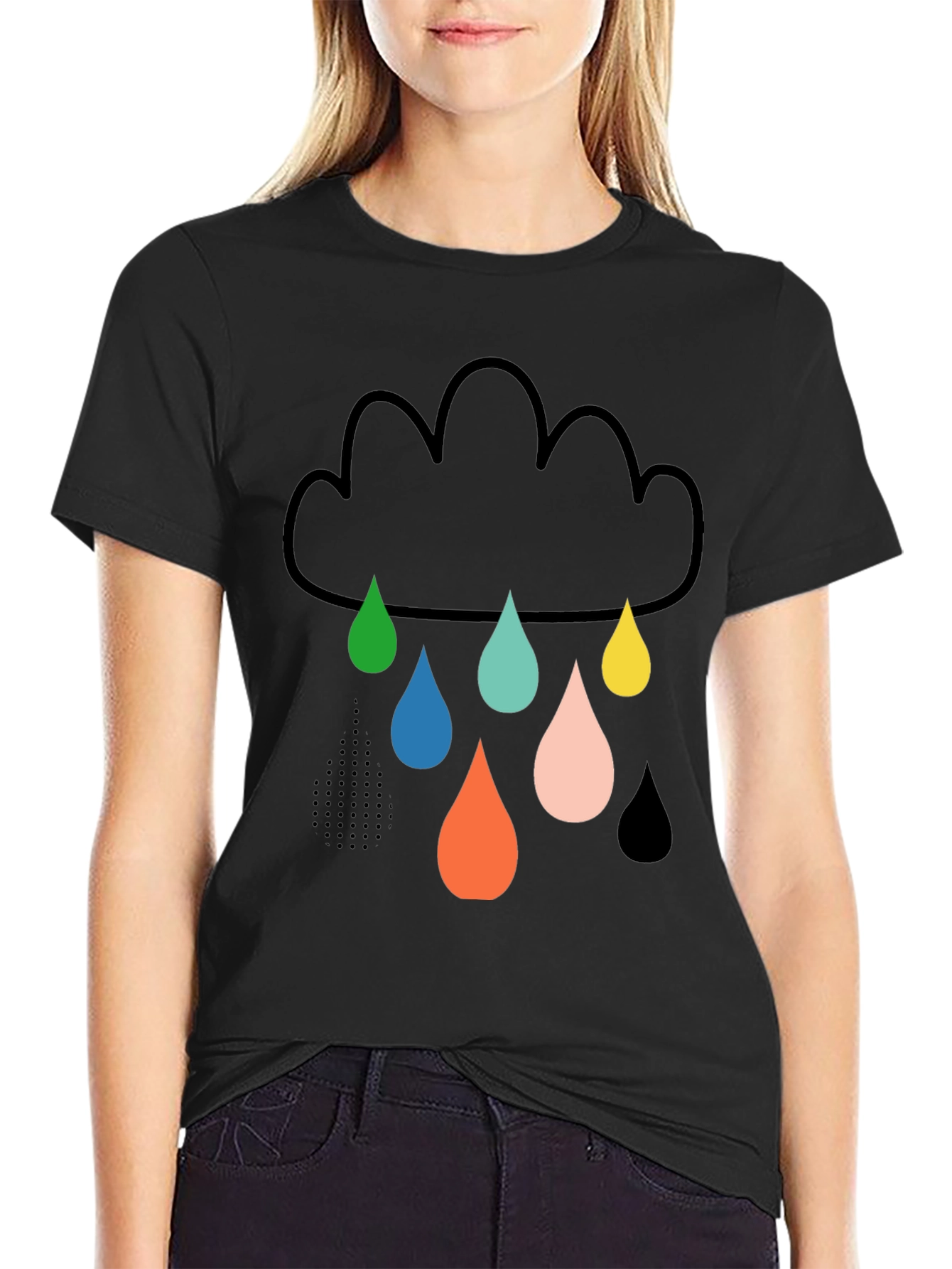 Fun Cloud Raindrop Graphic Tee - Soft Cotton T-Shirt