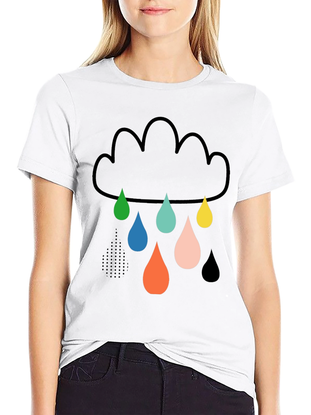 Fun Cloud Raindrop Graphic Tee - Soft Cotton T-Shirt