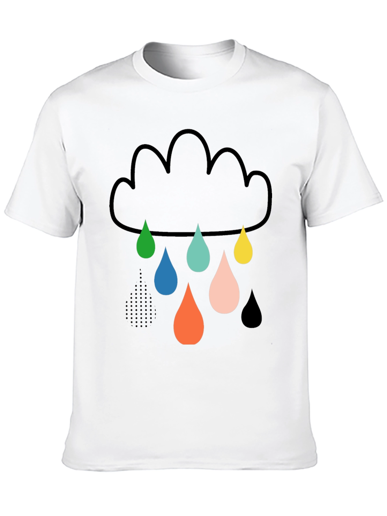 Fun Cloud Raindrop Graphic Tee - Soft Cotton T-Shirt