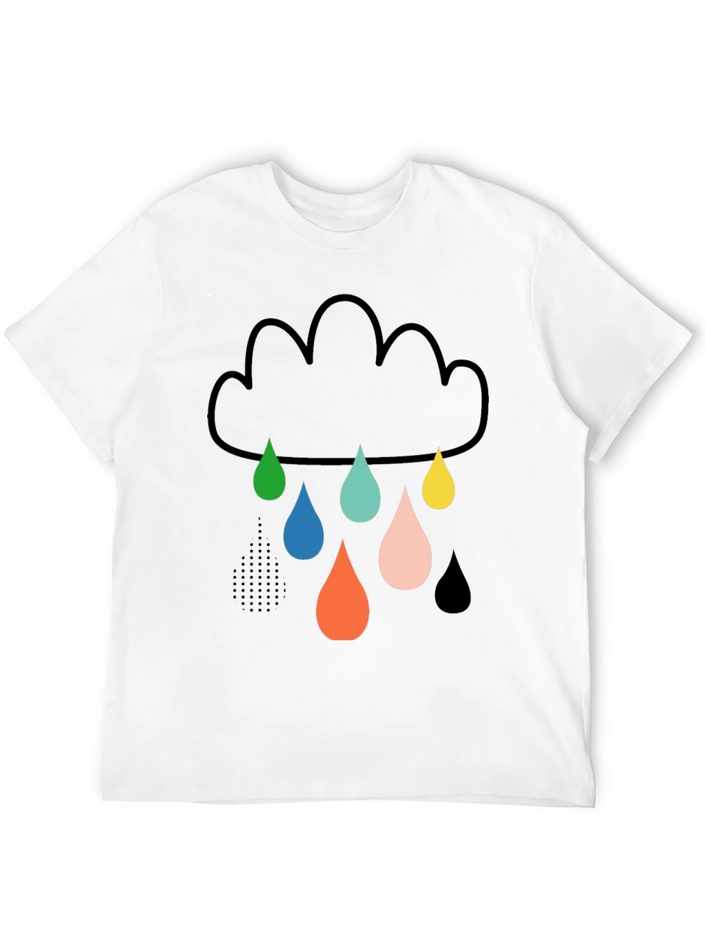 Fun Cloud Raindrop Graphic Tee - Soft Cotton T-Shirt