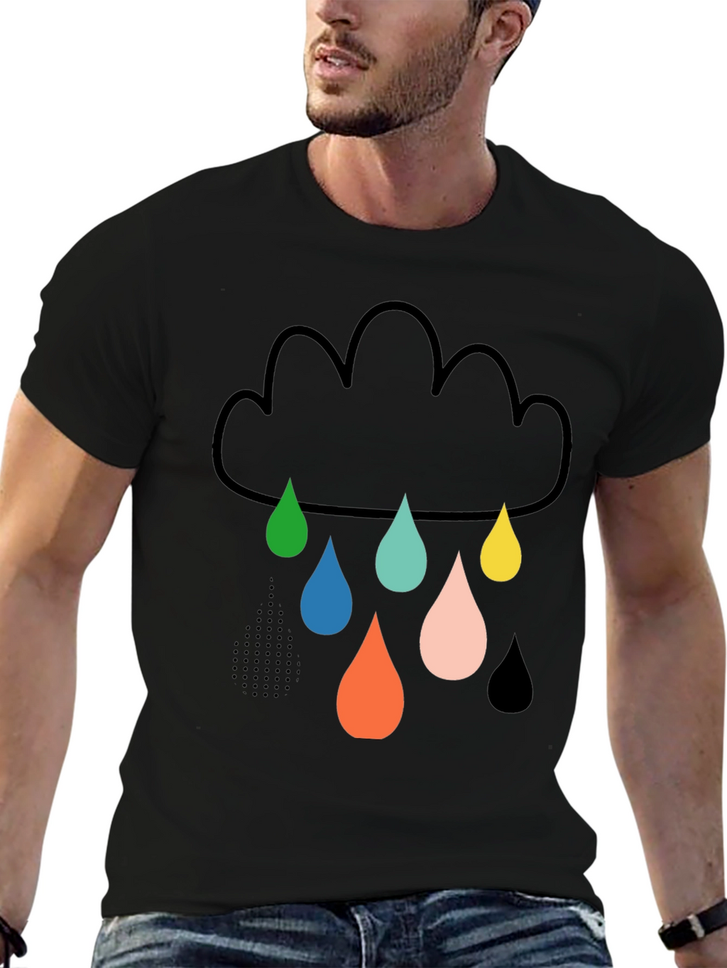 Fun Cloud Raindrop Graphic Tee - Soft Cotton T-Shirt