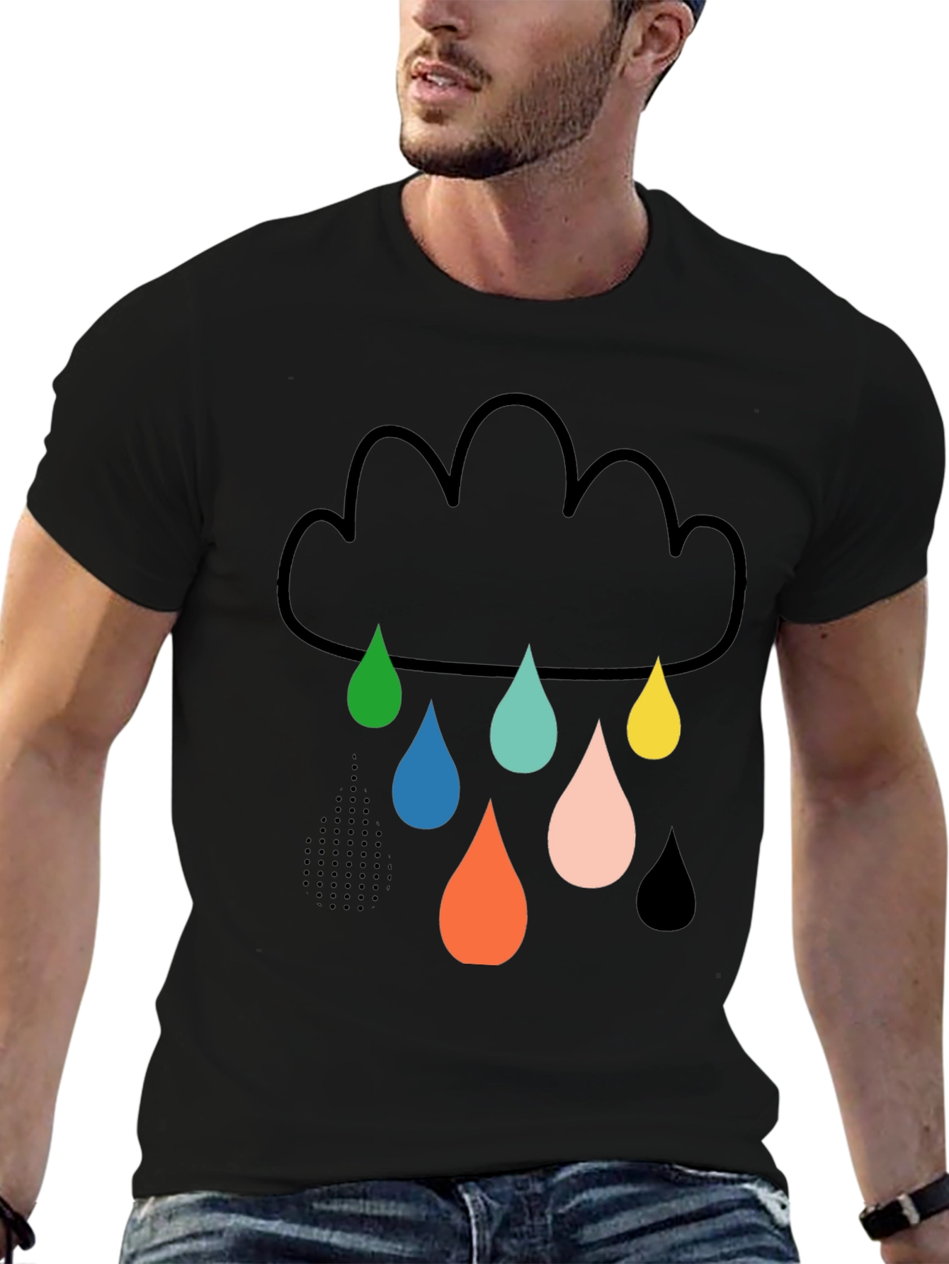 Fun Cloud Raindrop Graphic Tee - Soft Cotton T-Shirt