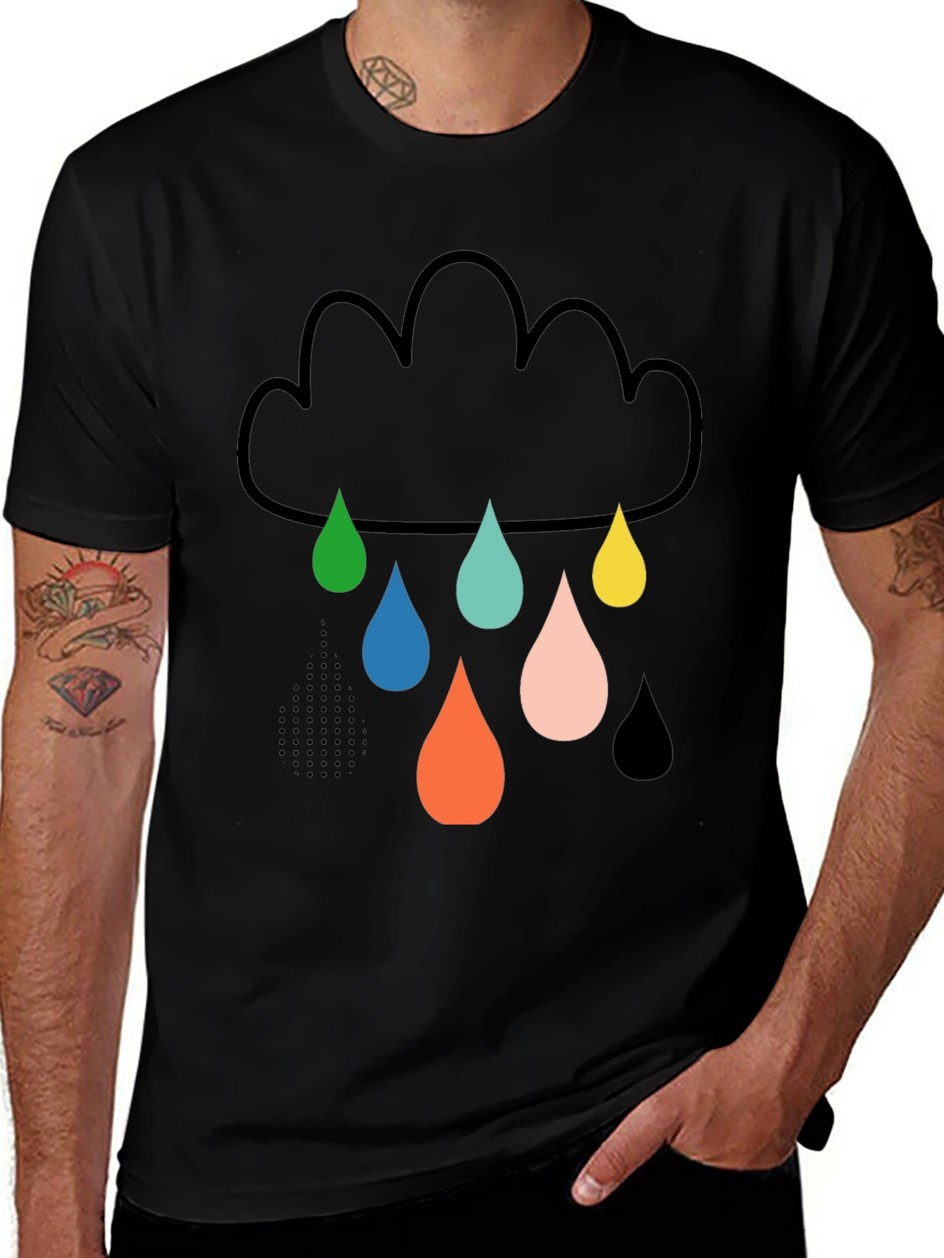 Fun Cloud Raindrop Graphic Tee - Soft Cotton T-Shirt