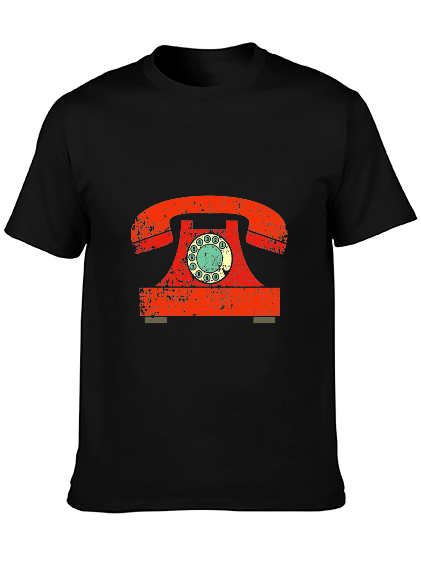Retro Rotary Phone Graphic Tee - Vintage Style Black T-Shirt