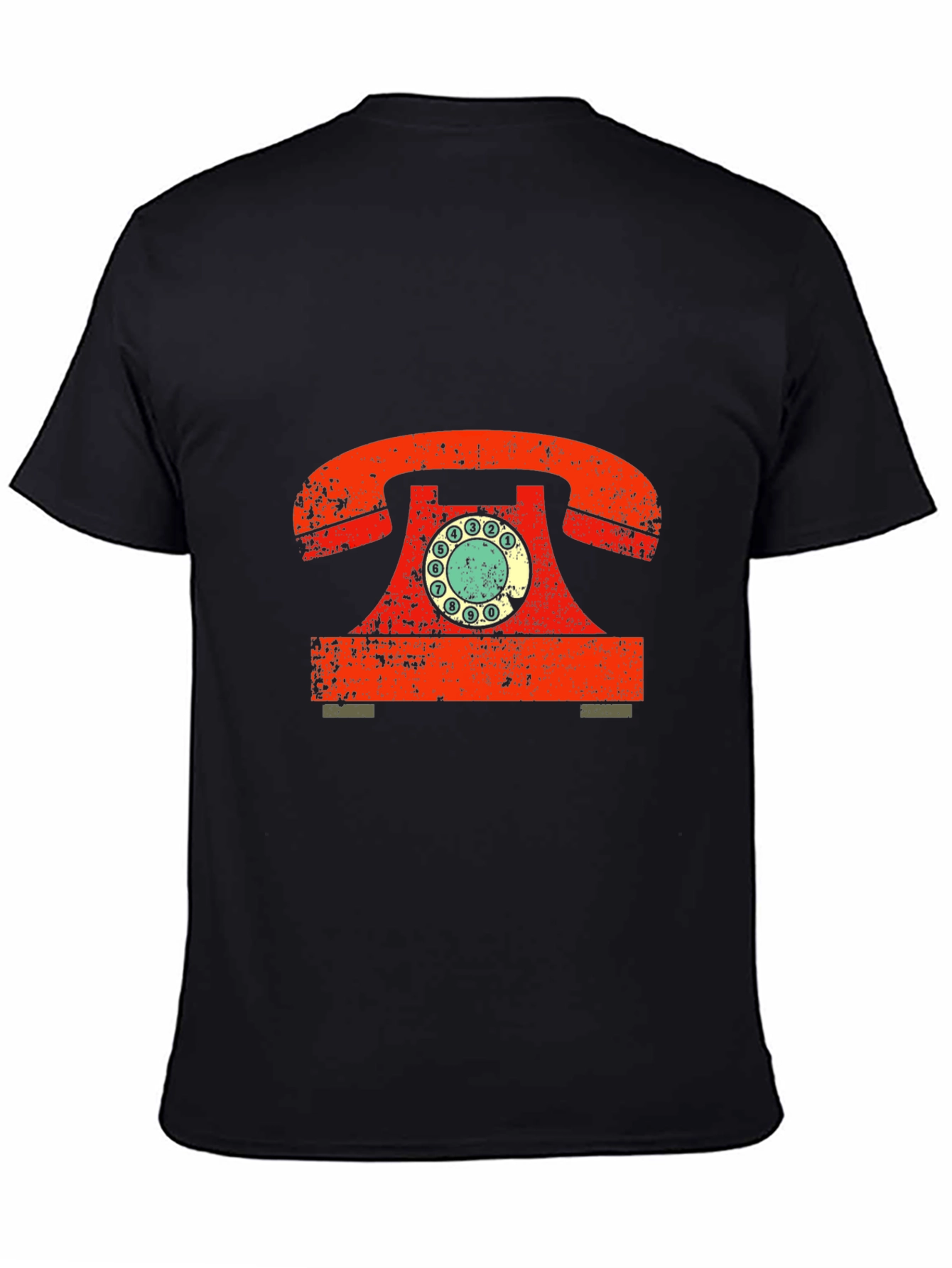 Retro Rotary Phone Graphic Tee - Vintage Style Black T-Shirt