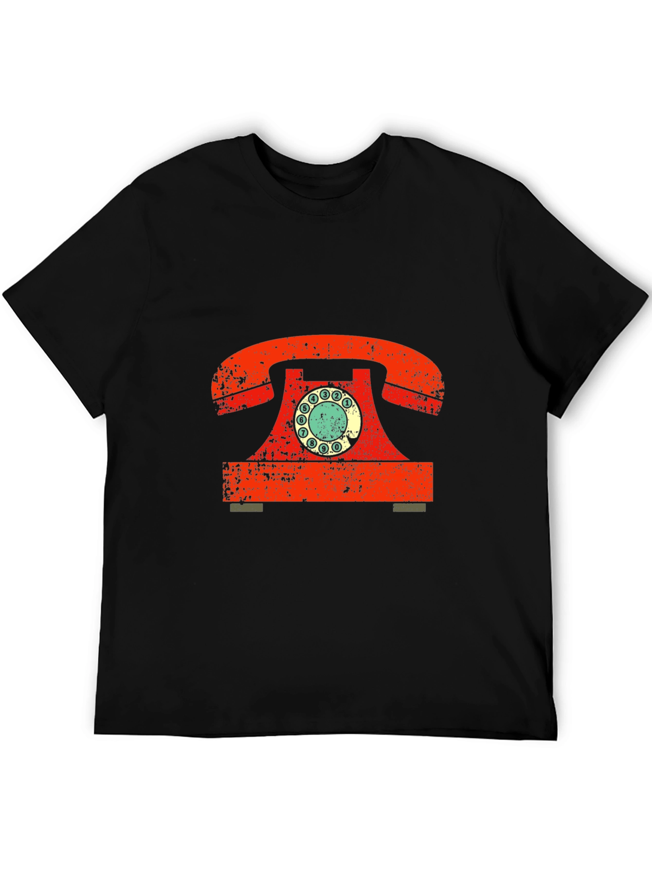Retro Rotary Phone Graphic Tee - Vintage Style Black T-Shirt