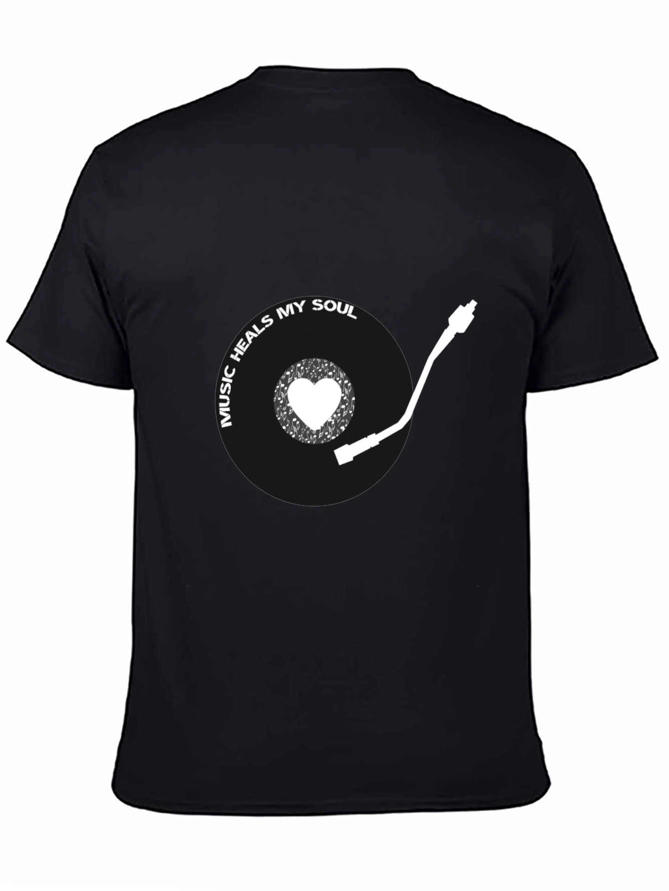 Music Heals My Soul Black T-Shirt - Vinyl Record Design