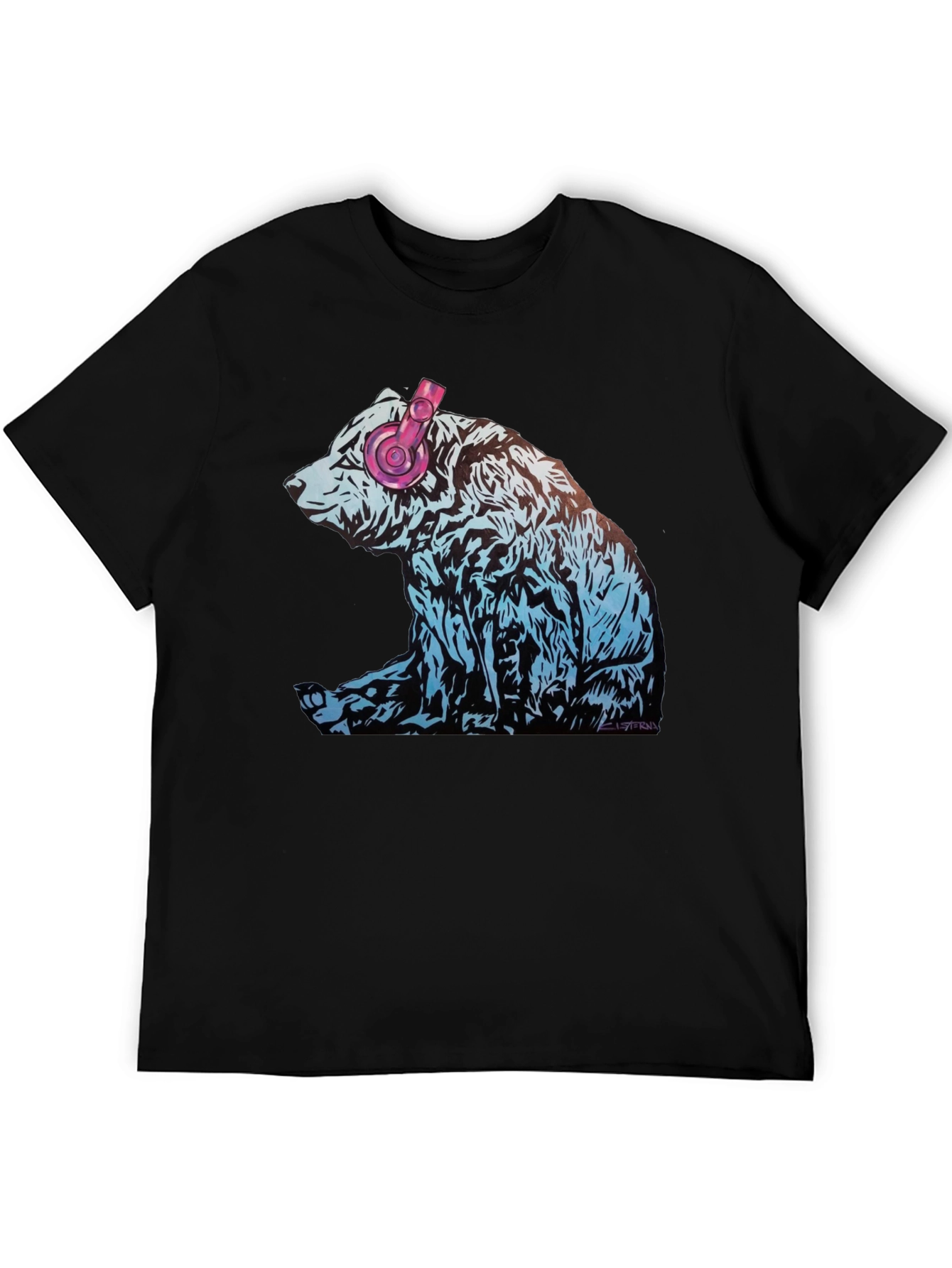 Bear with Headphones Graphic T-Shirt