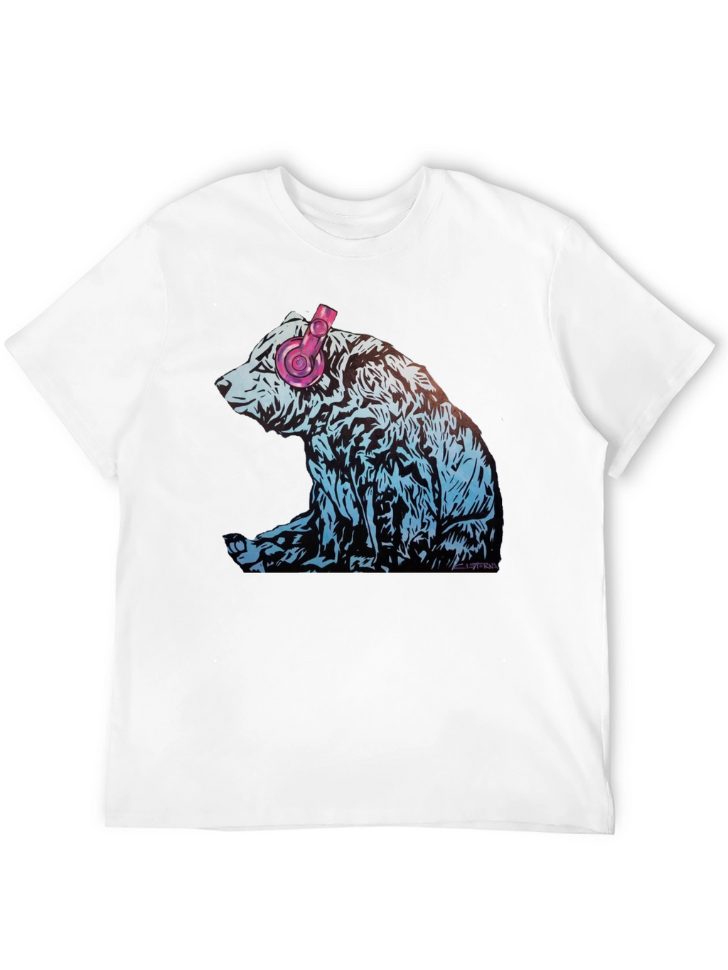 Bear with Headphones Graphic T-Shirt