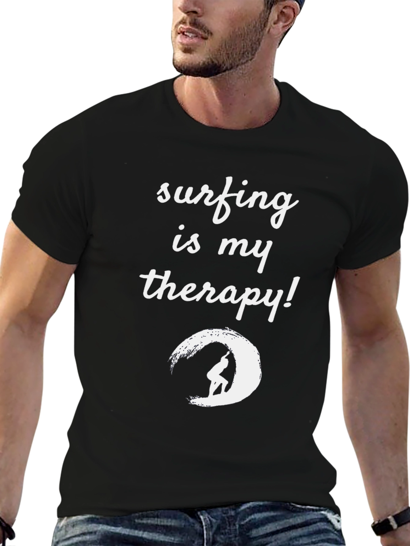 Surfing Therapy T-Shirt - Black Graphic Tee