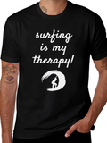 Surfing Therapy T-Shirt - Black Graphic Tee