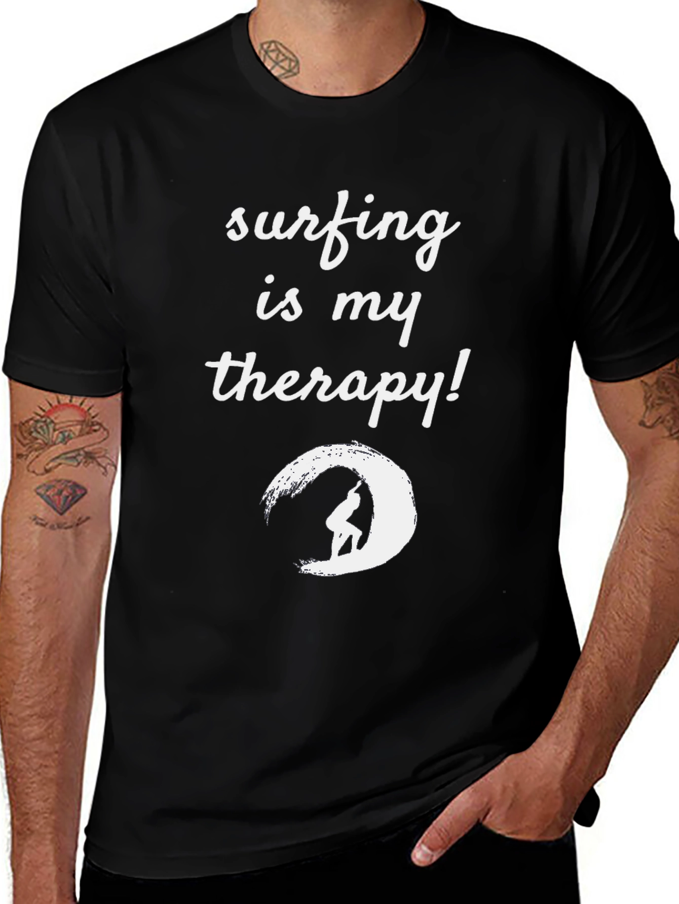 Surfing Therapy T-Shirt - Black Graphic Tee