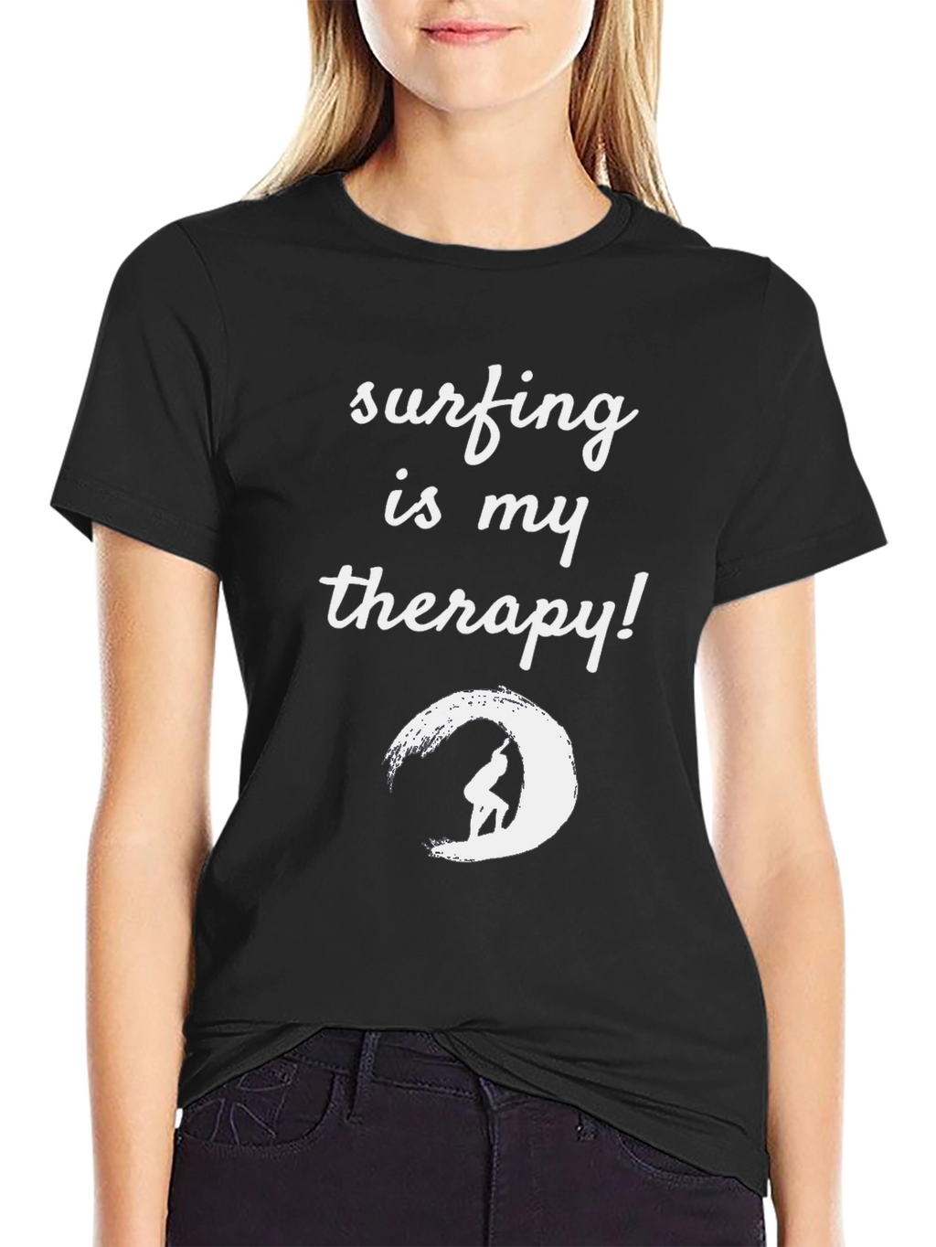 Surfing Therapy T-Shirt - Black Graphic Tee
