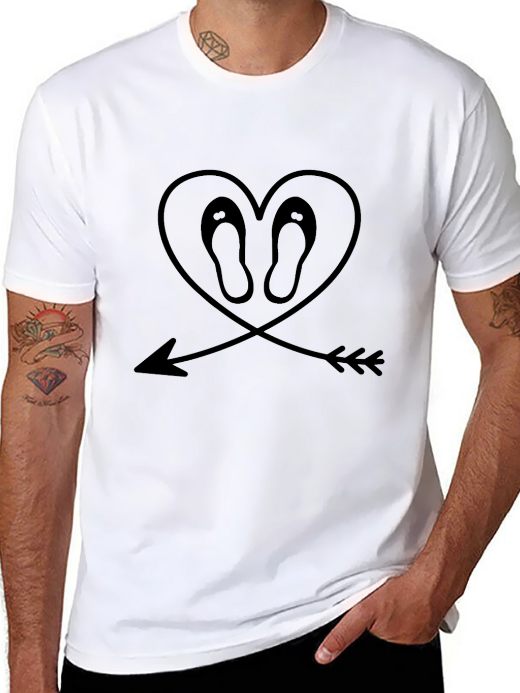 Heart Flip-Flop Arrow Graphic Tee - Black