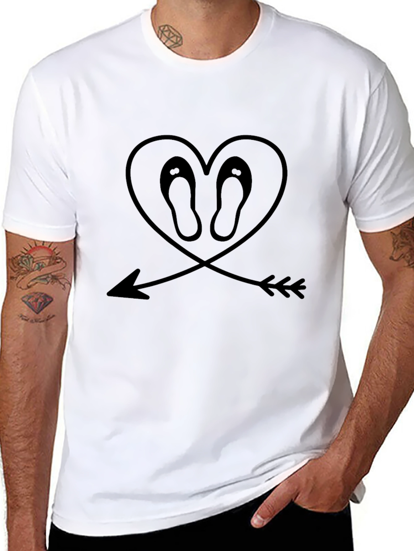 Heart Flip-Flop Arrow Graphic Tee - Black