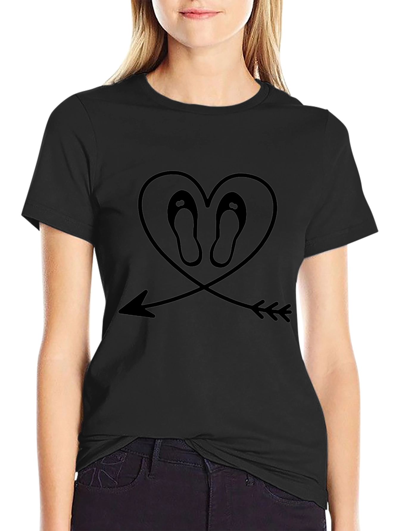 Heart Flip-Flop Arrow Graphic Tee - Black