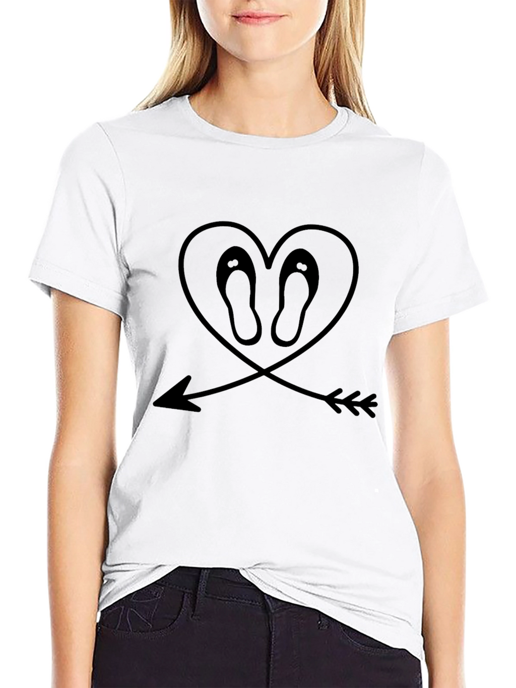 Heart Flip-Flop Arrow Graphic Tee - Black