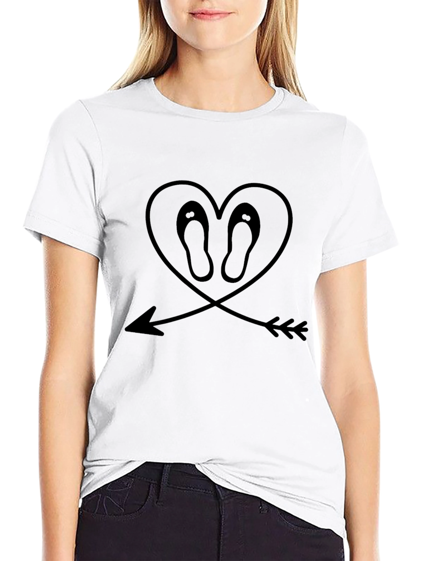 Heart Flip-Flop Arrow Graphic Tee - Black