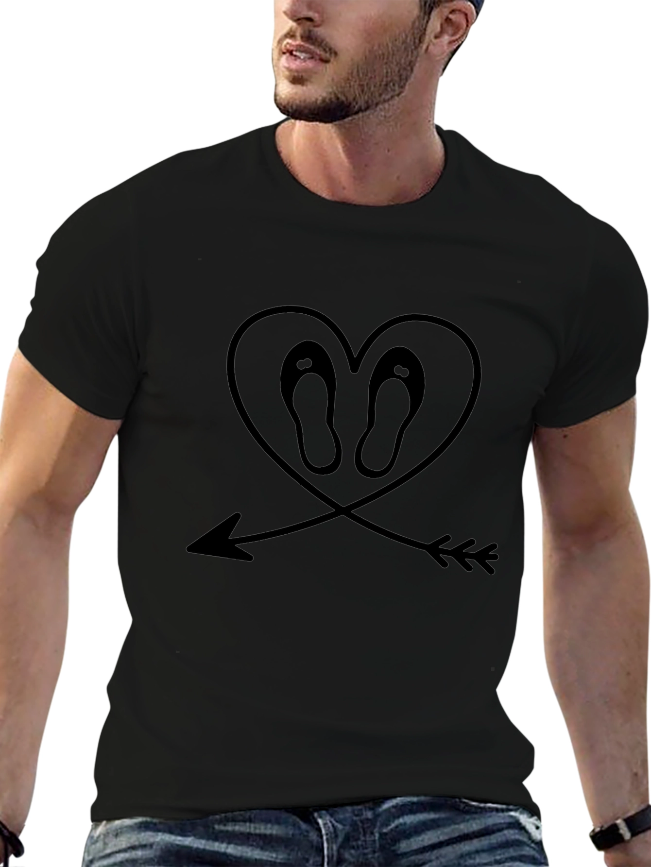 Heart Flip-Flop Arrow Graphic Tee - Black