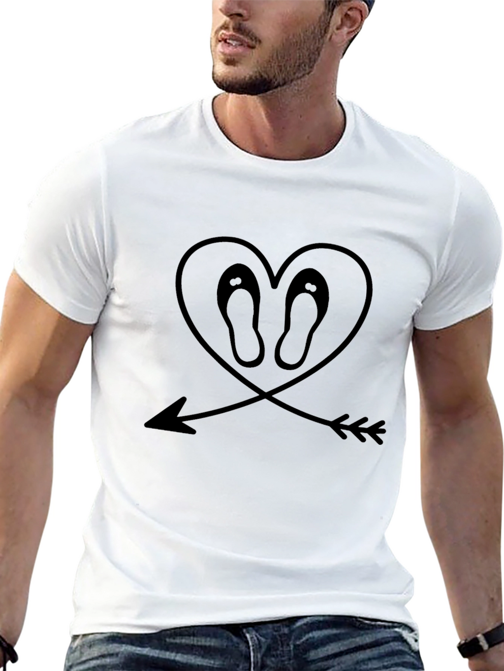 Heart Flip-Flop Arrow Graphic Tee - Black