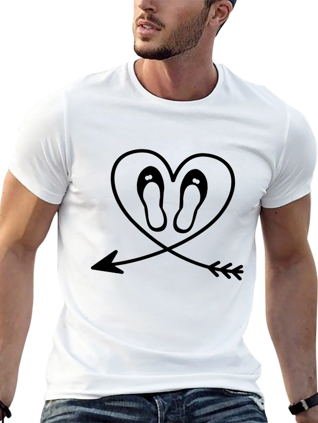 Heart Flip-Flop Arrow Graphic Tee - Black