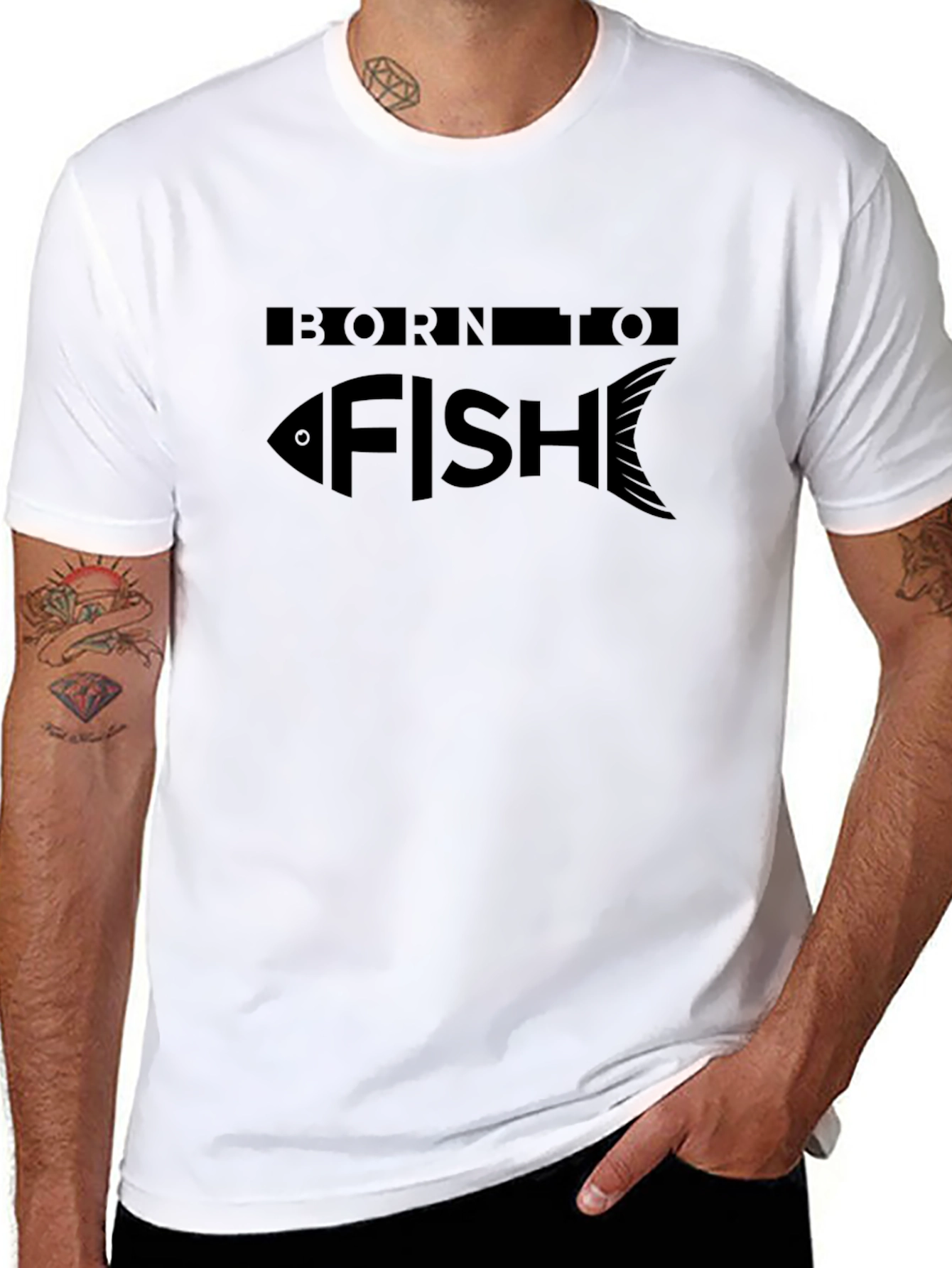 Born To Fish Black Graphic Tee
