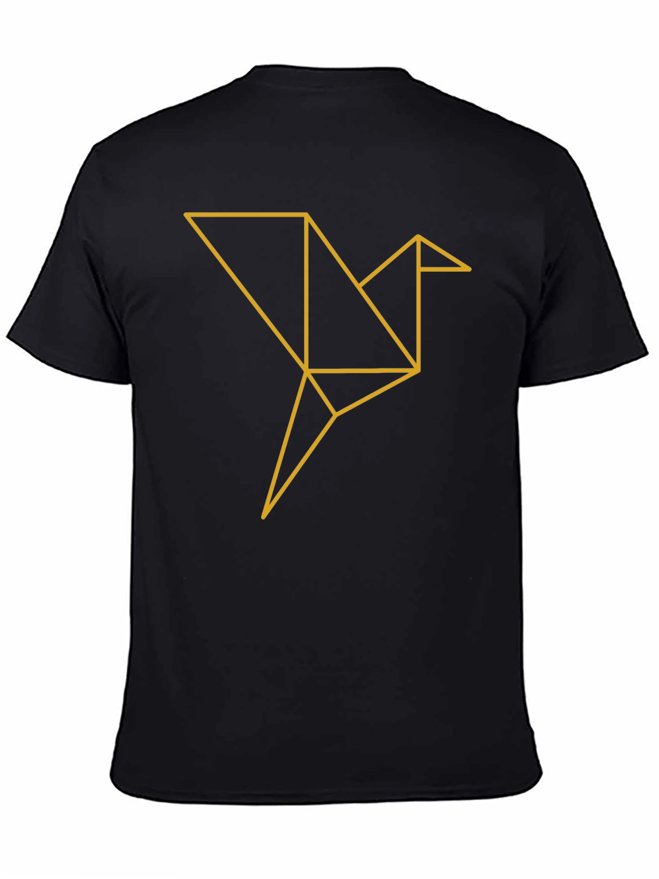 Geometric Origami Bird Graphic Tee - Soft Black Cotton