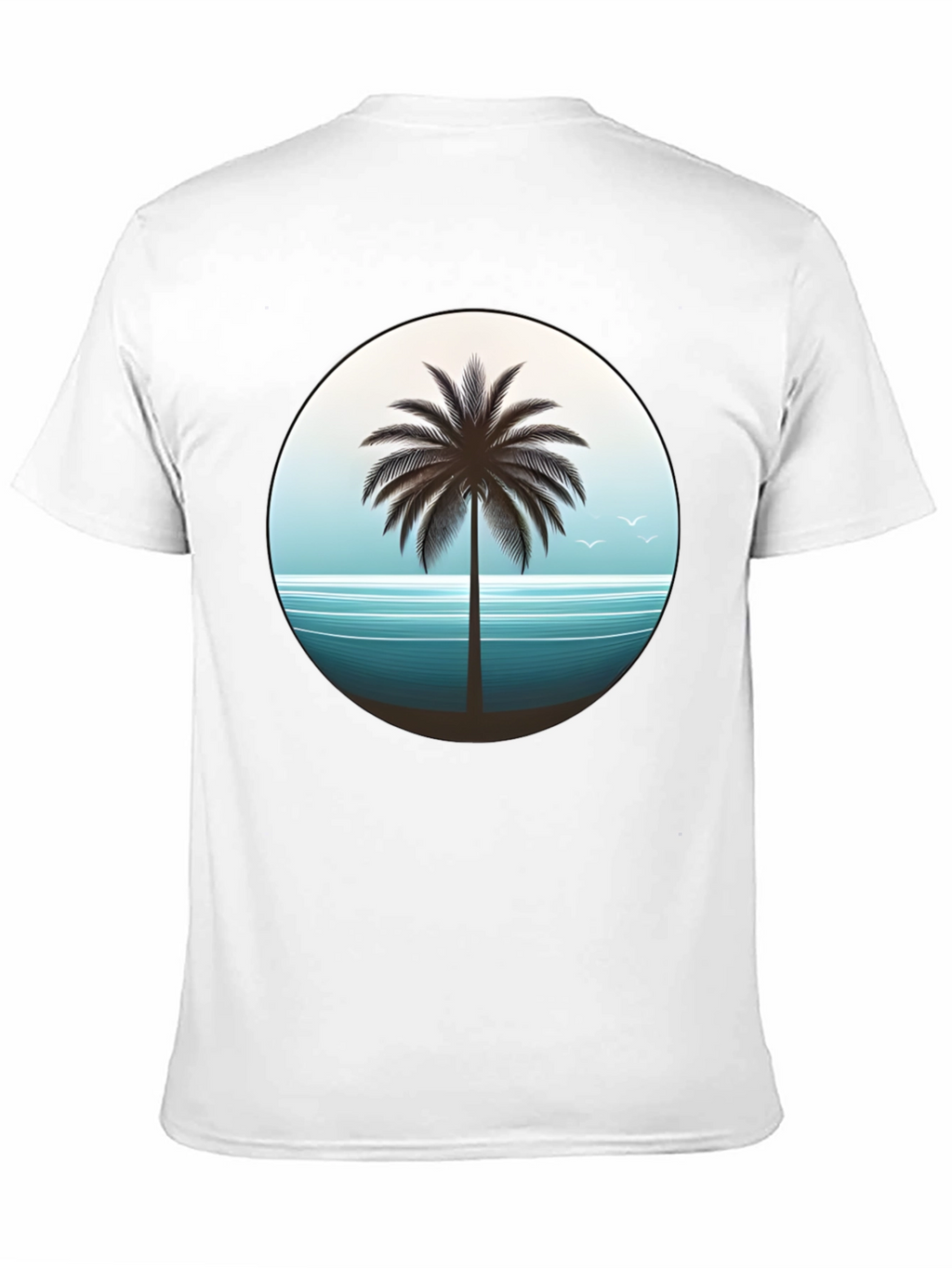 Tropical Palm Tree Graphic Tee - Black Cotton T-Shirt