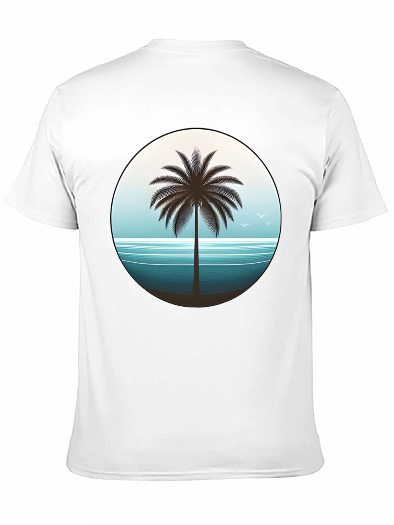 Tropical Palm Tree Graphic Tee - Black Cotton T-Shirt