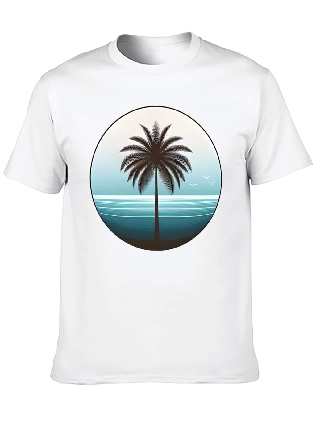 Tropical Palm Tree Graphic Tee - Black Cotton T-Shirt