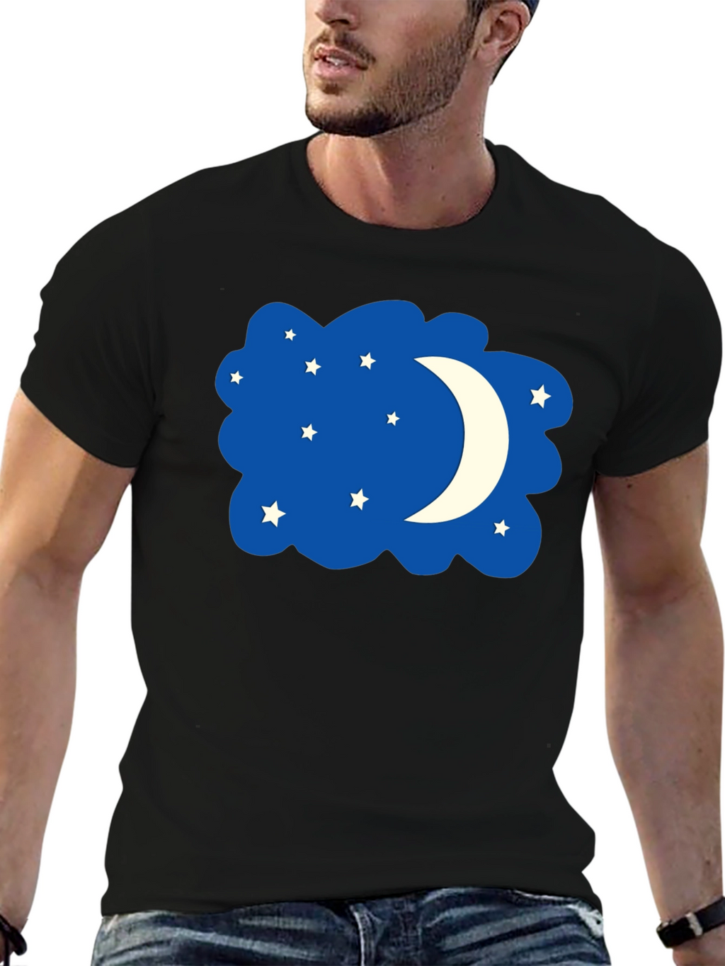 Night Sky T-Shirt - Stars and Moon Design